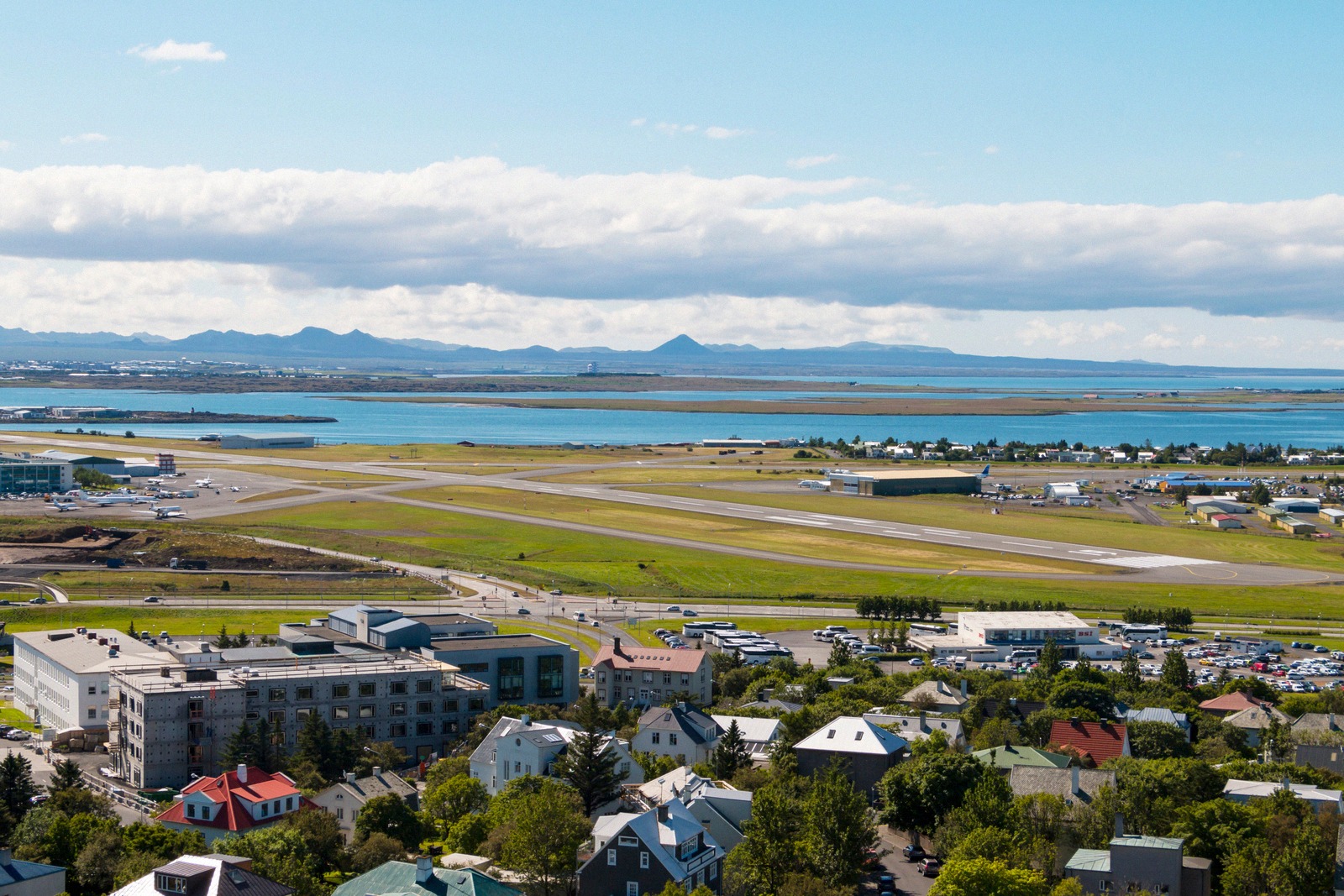 Reykjavík with Faxaflói bay and the city airport